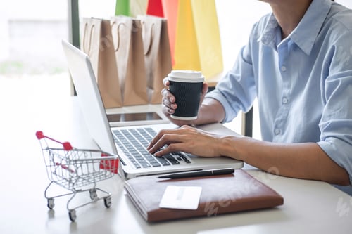 Preview: Woman Using Credit Card Register Security Code And Payments Online Shopping And Customer Service