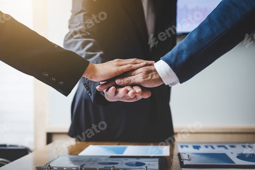 Preview: Image Of Business People Joining And Putting Hands Together During Their Meeting, Connection And