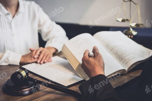 Preview: Good Service Cooperation, Consultation Of Businesswoman And Male Lawyer Or Judge Counselor Having