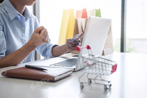 Preview: Woman Using Credit Card Register Security Code And Payments Online Shopping And Customer Service