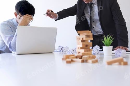 Preview: Blaming Business Concept, Senior Executive Manager Blaming Employee For Mistake Or Failure