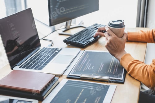 Preview: Young Professional Programmer Working At Developing Programming And Website Working In A Software