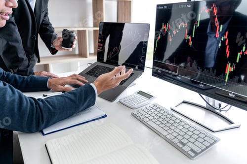 Preview: Business Team Investment Working With Computer, Planning And Analyzing Graph Stock Market Trading