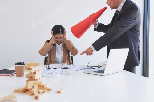 Preview: Blaming Business Concept, Senior Executive Manager Blaming Employee For Mistake Or Failure