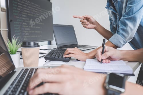 Preview: Programmers Cooperating At Developing Programming And Website Working In A Software Develop Company