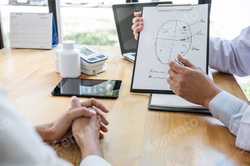 Preview: Professor Doctor Consulting With Patient Discussing Something And Recommend Treatment Methods