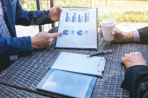 Preview: Business Team Meeting Present, Investor Executive Colleagues Discussing New Plan Financial Graph
