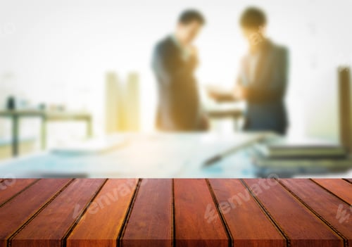 Aperçu: Product Display, Empty Wooden Desk Space Over Blurred Office Or Meeting Room Background.