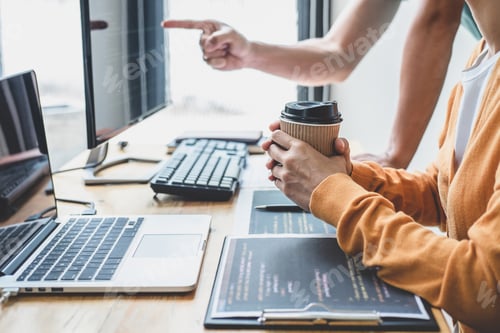 Preview: Programmers Cooperating At Developing Programming And Website Working In A Software Develop Company