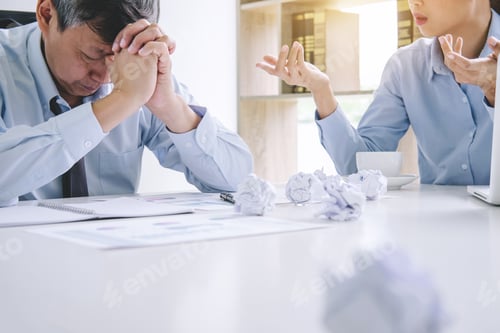 Preview: Boss And Executive Team Feeling Stress And Serious Of Fail Business, Team Dispute Of Failure And