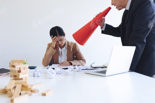 Preview: Blaming Business Concept, Senior Executive Manager Blaming Employee For Mistake Or Failure