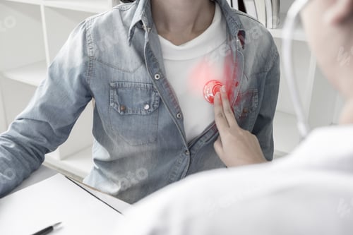 Preview: Professional Examining, Female Doctor Using A Stethoscope To Listen To Women Patient'S Chest