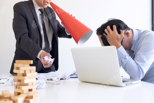 Preview: Blaming Business Concept, Senior Executive Manager Blaming Employee For Mistake Or Failure