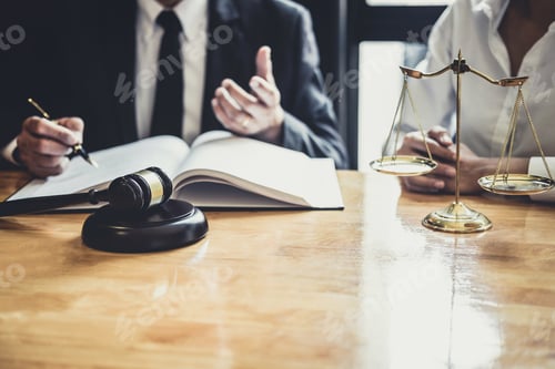 Preview: Male Lawyer Or Counselor Working In Courtroom Have Meeting With Client Are Consultation With