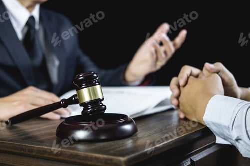 Preview: Meeting And Collaboration Concept, Businessman And Male Lawyer Or Judge Consult Having Team Meeting