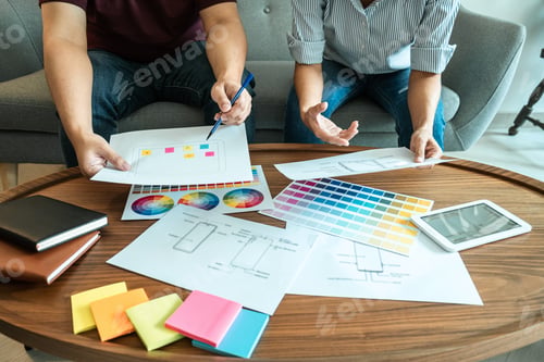 Preview: Team Of Creative Web/Graphic Designer Planning, Drawing Website Ux App For Mobile Phone Application