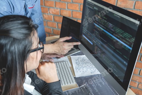 Preview: Programmers Cooperating At Developing Programming And Website Working In A Software Develop Company