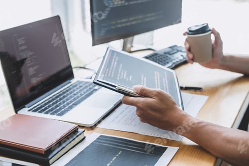 Preview: Young Professional Programmer Working At Developing Programming And Website Working In A Software