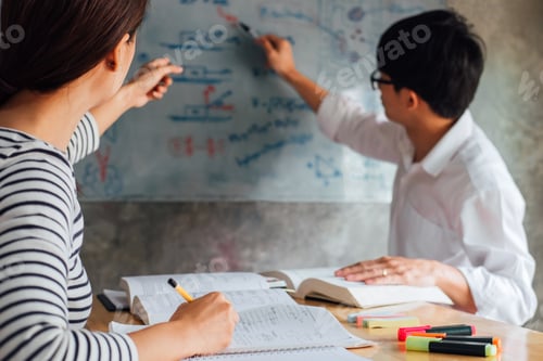Preview: High School Or College Student Group Catching Up Workbook And Learning Tutoring In Classroom And
