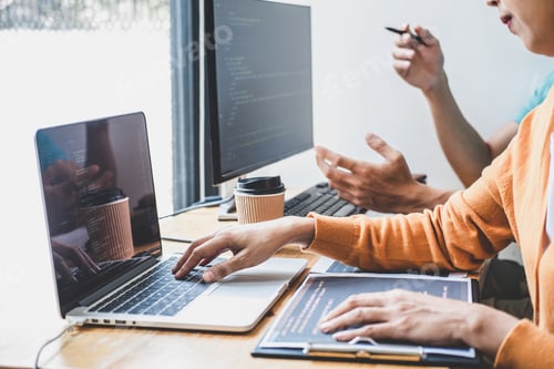 Preview: Programmers Cooperating At Developing Programming And Website Working In A Software Develop Company