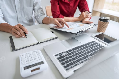 Preview: Teamwork Of Business Casual Colleagues, Consultation New Strategy Plan Business And Market Growth