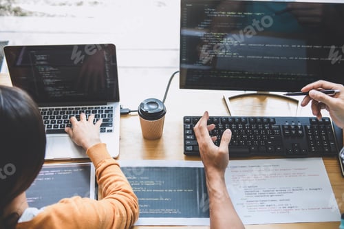 Preview: Programmers Cooperating At Developing Programming And Website Working In A Software Develop Company