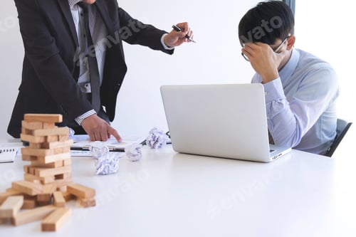 Preview: Blaming Business Concept, Senior Executive Manager Blaming Employee For Mistake Or Failure