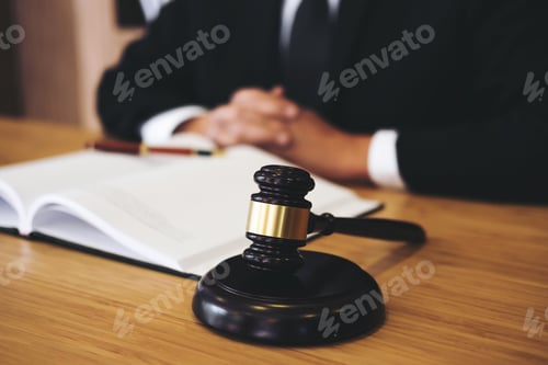 Preview: Judge Gavel With Justice Lawyers, Businessman In Suit Or Lawyer Working On A Documents. Legal Law