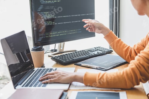 Preview: Young Professional Programmer Working At Developing Programming And Website Working In A Software