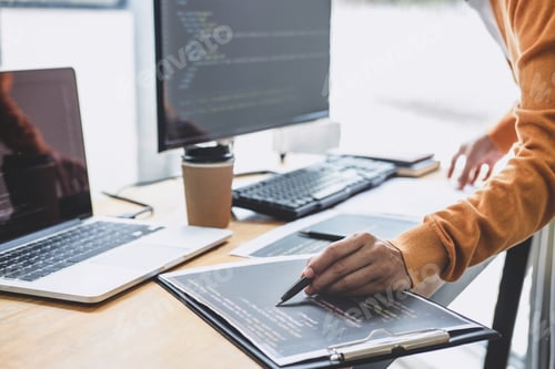 Preview: Young Professional Programmer Working At Developing Programming And Website Working In A Software