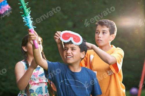 Preview: Children Playing Pinata In Garden