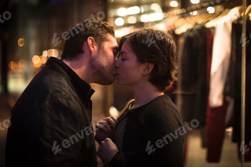Preview: Couple Kissing On City Street At Night