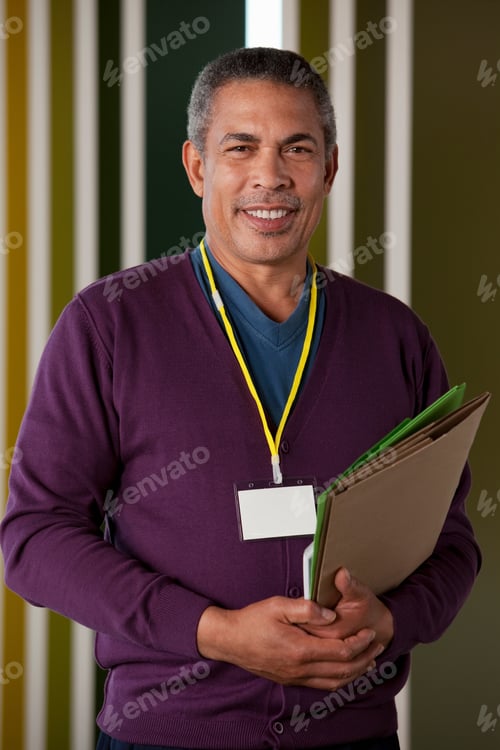 Preview: Man Holding Files, Portrait