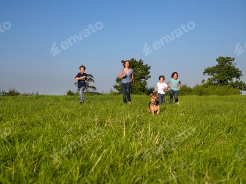 Preview: Group Of Kids Running In A Field