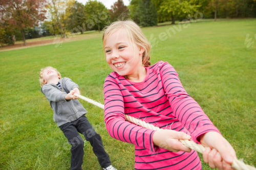 Preview: Children Playing Tug-Of-War Outdoors
