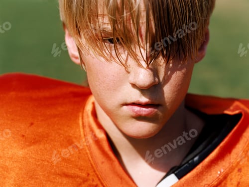 Preview: Boy In American Football Sportswear, Close Up