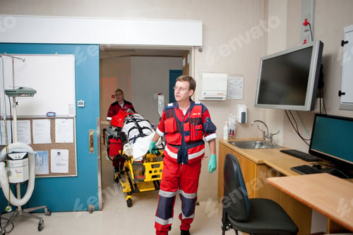 Preview: Paramedics Moving Patient To Emergency Room In Hospital