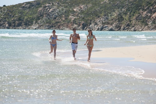 Preview: Friends Running In Waves On Beach