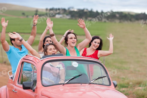 Preview: Friends Cheering In Convertible