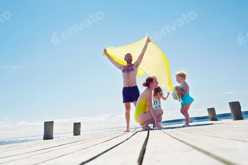Preview: Young Family On Pier, Utvalnas, Gavle, Sweden