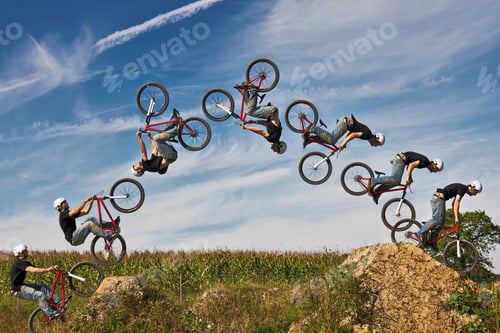 Preview: Man Performing Stunt On Bmx Bike, Digital Composite