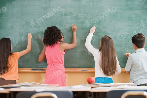Preview: Schoolchildren Writing On A Blackboard