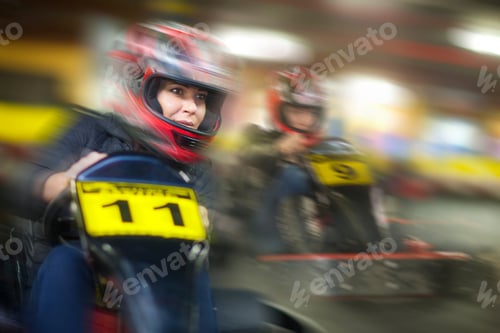 Preview: Woman Racing In Go Cart