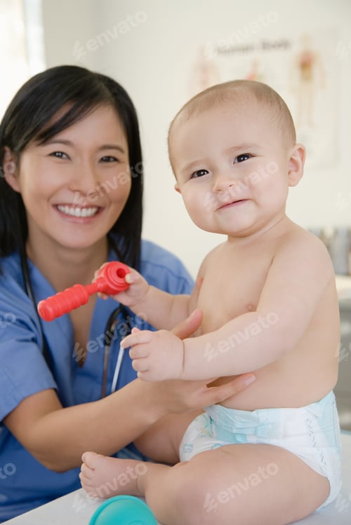 Preview: A Nurse And Examining A Baby