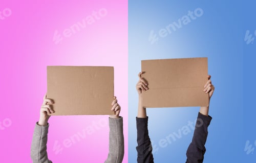 Preview: Hands Holding Cardboard Signs