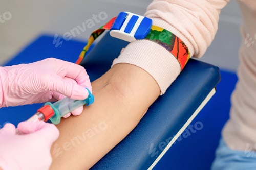 Preview: Nurse Takes Blood Sampling Introducing A Needle Into A Vein Of Woman'S Arm.