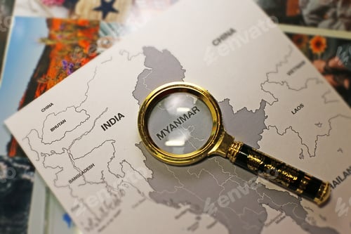 Preview: Myanmar Map Close Up With Magnifier