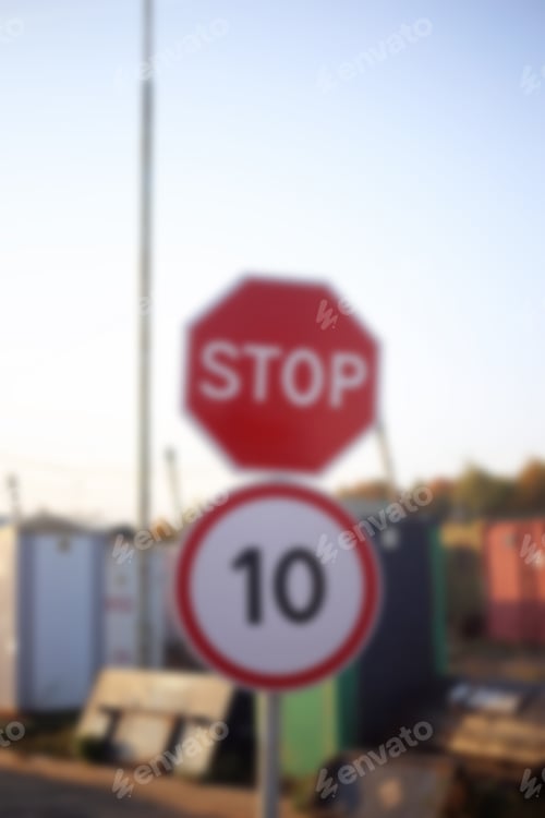 Preview: Blurred Stop Sign With A Speed Limit