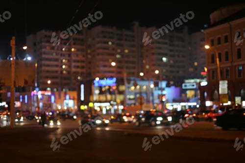 Preview: Blurred City Lights At Night Background
