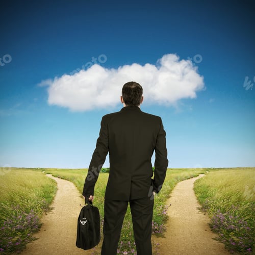 Preview: Businessman In Front Of The Options Of The Different Ways